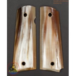 1911a1 pistol grips - handmade from 100% authentic genuine horn with brown marble color (1911A1_017)