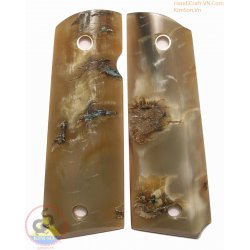 1911A1 pistol grips - fatto a mano di 100% autentico genuino corno con marmo di colore marrone e striature bianche (1911A1_017)