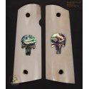 1911A1 grips from marble buffalo bone - Inlaying Skull green abalone