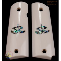 1911 a 1 de véritable marbre Buffalo Bone - incrustation Abalone de Hitman vert