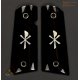 1911A1 apertos de chifre de búfalo de água preta genuína - Inlay "Chi-Rho" branco osso