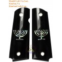 1911A1 From Genuine Black Water Buffalo Horn - Inlay "Double Menorah" With Green Abalone