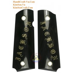 1911A1 von echten Buffalo Black Horn - Gravieren [Ihr Name] Griffe