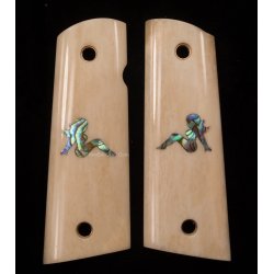 1911A1 handgefertigt aus Elfenbein Farbe Wasserbüffel Knochen und eingebettete echt sexy Mädchen abalone