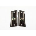 Colt Mustang Pocketlite 380 de chifre de búfalo preto genuíno - logotipo de Colt embutimento de Abalone verde