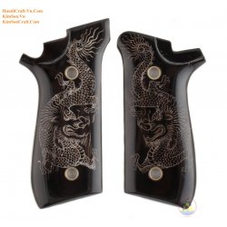Taurus PT92 de chifre de búfalo Real preto & "Viet Nam dragão" pela mão de gravura