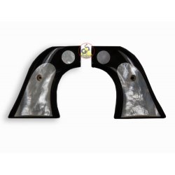 Revólver Ruger Grips - modelo Blackhawk - búfalo Cuerno negro incrustar blanco madre de perla insignia