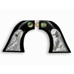 Revólver Ruger Grips - búfalo Cuerno negro incrustar grande blanco perla y el logotipo de abulón