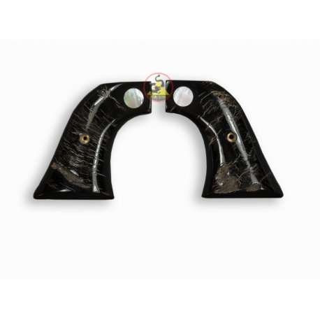 Revolver Ruger Grips - Buffalo Black Horn Embed Abalone Logo
