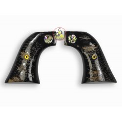Revolver Ruger Grips - Buffalo Black Horn Scale Embed Abalone Logo