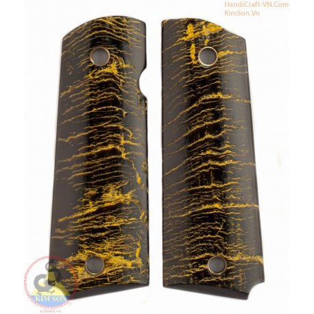 1911A1 arma tenazes - 100% autêntico genuíno chifre preto com tinta amarela