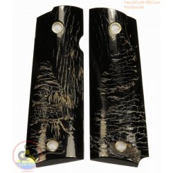 1911a1 gun grips - 100% authentic genuine black horn with natural vein (1911A1_003)