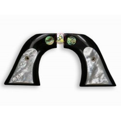 Revolver Ruger Griffe - Buffalo schwarz Horn einbetten groß White Pearl und Abalone-Logo
