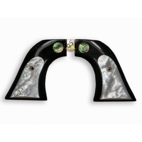 Revólver Ruger apertos - Buffalo Horn preto incorporar grande branco pérola e Abalone logotipo