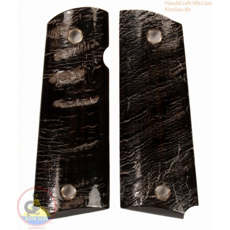 1911a1 gun grips - 100% authentic genuine black horn with natural vein (1911A1_004)