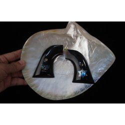 Revolver Ruger Grips - corno di Bufalo nero con incorporato "stella di David" & "Menorah" da Abalone verde