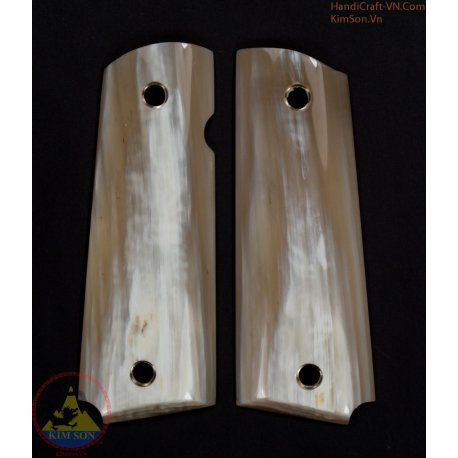 apertos pistola 1911A1 - Handmade de chifre de fé genuína em mármore branco gado 100% como área de 70% de brancos (1911A1_009)