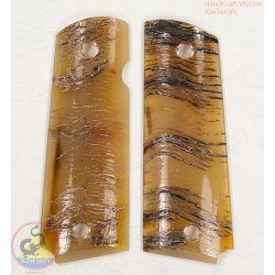 apertos pistola 1911A1 - Handmade de chifre de fé genuína em mármore branco gado 100% como área de 50% de brancos (1911A1_009)